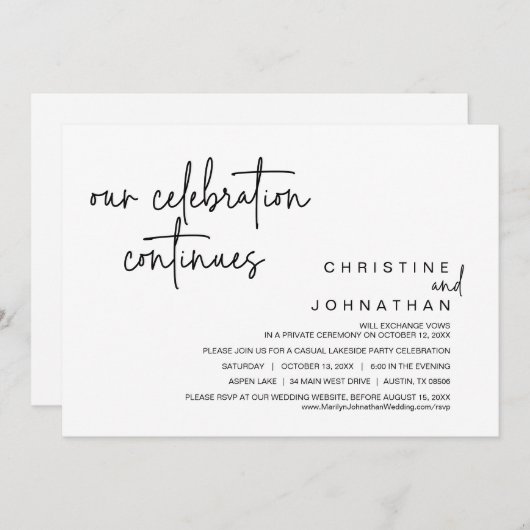 我々のお祝いは続結婚き、の駆け落ちパーティー 招待状 (正面/裏面)