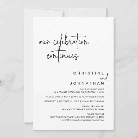 我々のお祝いは続結婚き、の駆け落ちパーティー 招待状 (正面)