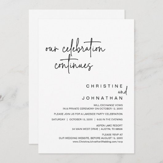 我々のお祝いは続結婚き、の駆け落ちパーティー 招待状 (正面/裏面)