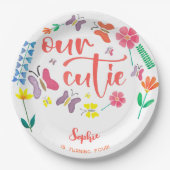 我々のかわいこちゃんは…フローラ子供の誕生日パーティー ペーパープレート (正面)