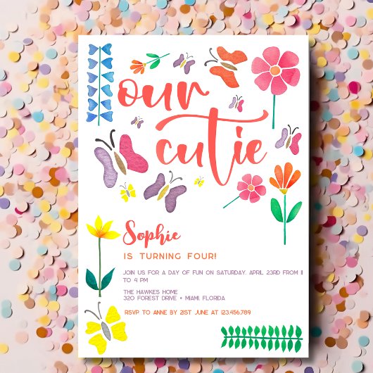 我々のかわいこちゃんは…フローラ子供の誕生日パーティー 招待状