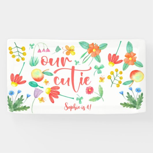 我々のかわいこちゃんは…フローラ子供の誕生日パーティー 横断幕 (横)