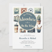 我々のアドベ素晴らしントレトロコー男の赤ちゃんシャワー 招待状 (正面)