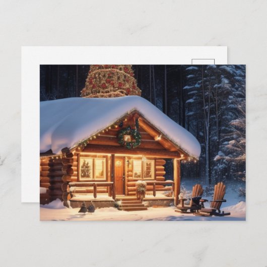 我々のウッドキャビンには雪が降っている シーズンポストカード (正面/裏面)