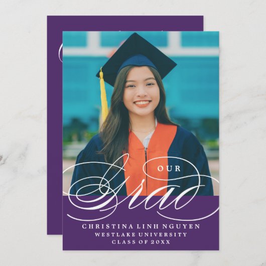 我々のエレガント脚本を卒業した |卒業招待状 招待状 (正面/裏面)