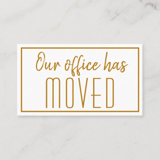 我々のオフィスはシックな金ゴールドの新しいアドレスを移動 名刺 (正面)