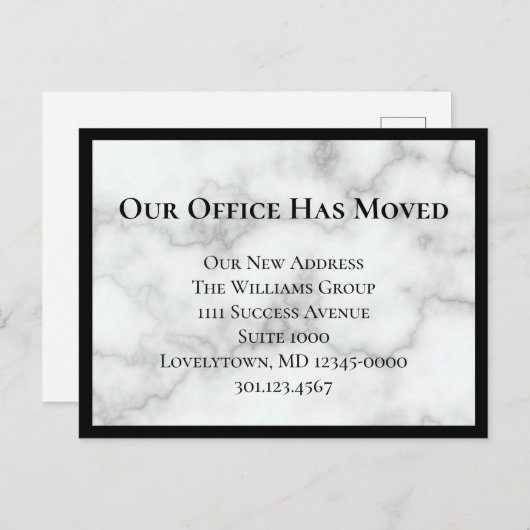 我々のオフィスは大理石のフェイク発表を移した 案内ポストカード (正面/裏面)