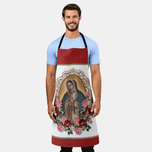 我々のグアダルーペのレディヴァージンメアリーバラ エプロン (着用した状態)