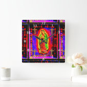 我々のグアダルーペの女性 スクエア壁時計 (ホーム)