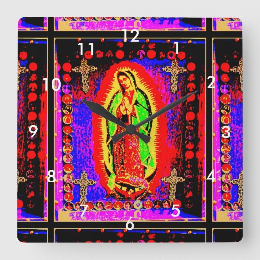 我々のグアダルーペの女性 スクエア壁時計 (正面)