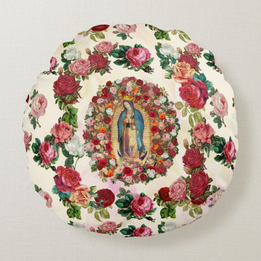 我々のグアダルーペバラポットプリ ラウンドクッション (正面)