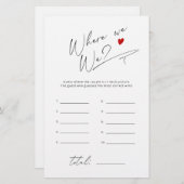 我々のスクリプトシンプルブライダルシャワーゲームはどこだった (正面/裏面)