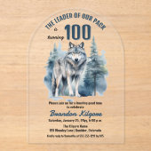 我々のパックウルフのリーダー100th誕生日パーティー アクリル招待状 (正面)