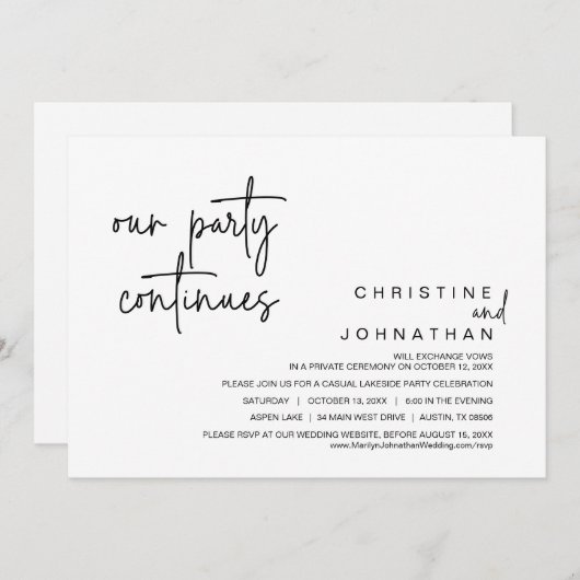 我々のパーティーは続結婚く,の駆け落ちディナーInvi 招待状 (正面/裏面)
