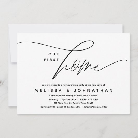 我々のファーストホームコージーラブル引っ越し祝いパーティーパーティー 招待状 (正面)