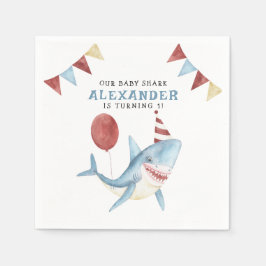 我々のベビーシャーク海の下の最初の誕生日 スタンダードカクテルナプキン