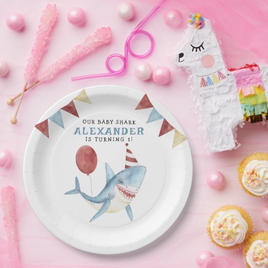 我々のベビーシャーク海の下の最初の誕生日 ペーパープレート (パーティー)