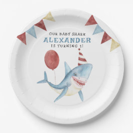 我々のベビーシャーク海の下の最初の誕生日 ペーパープレート