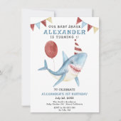 我々のベビーシャーク海の下の最初の誕生日 招待状 (正面)