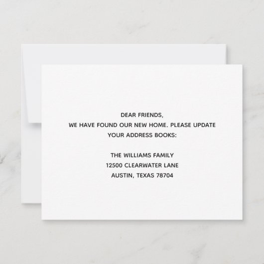 我々のホーム変更のアドレスシックなタイポグラフィ移動 カード (裏面)