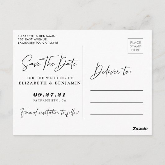 我々のモダン冒険は写真を開始する日付を保存 ポストカード (裏面)