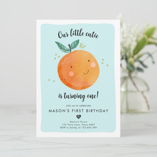 我々のリトルかわいこちゃんクレメンティンオレンジファースト誕生日 招待状 (スタンド正面)