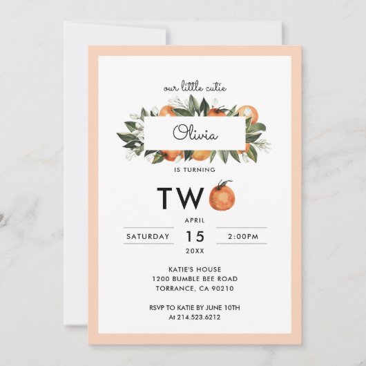 我々のリトルかわいこちゃん第2の誕生日パーティー 招待状 (正面)