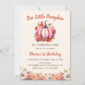 我々のリトルカボキンピンクプレイドフローラ誕生日 招待状 (正面)