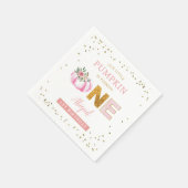 我々のリトルカボキンピンク金ゴールドフローラ最初の誕生日 スタンダードカクテルナプキン (角)