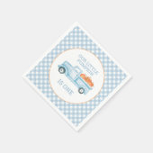 我々のリトルカボチャのライトブルーのトラックの最初の誕生日 スタンダードカクテルナプキン (角)