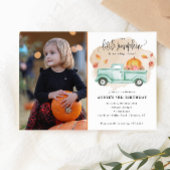 我々のリトルカボチャ秋ファームトラック誕生日写真 招待状