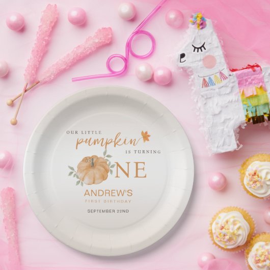我々のリトルカボチャ秋秋第1の誕生日 ペーパープレート (パーティー)