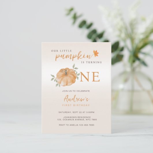 我々のリトルカボチャ秋秋第1の誕生日 ポストカード (スタンド正面)