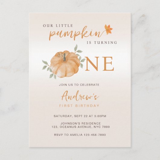 我々のリトルカボチャ秋秋第1の誕生日 ポストカード (正面)