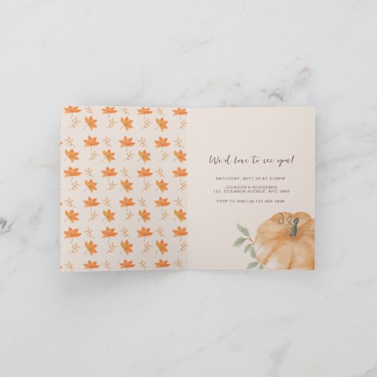 我々のリトルカボチャ秋秋第1の誕生日 招待状 (内部)