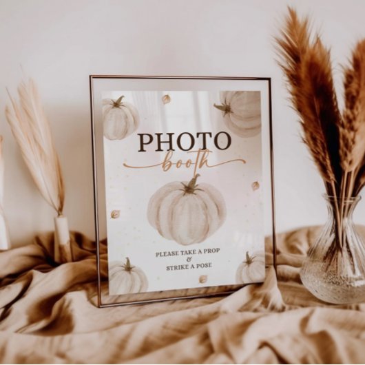 我々のリトルカボチャ誕生日フォトブースサイン ポスター