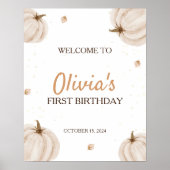 我々のリトルカボプキンファースト誕生日ウェルカムサイン ポスター (正面)