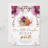 我々のリトルカボプキンファースト誕生日ブルゴーニュ 招待状 (正面)