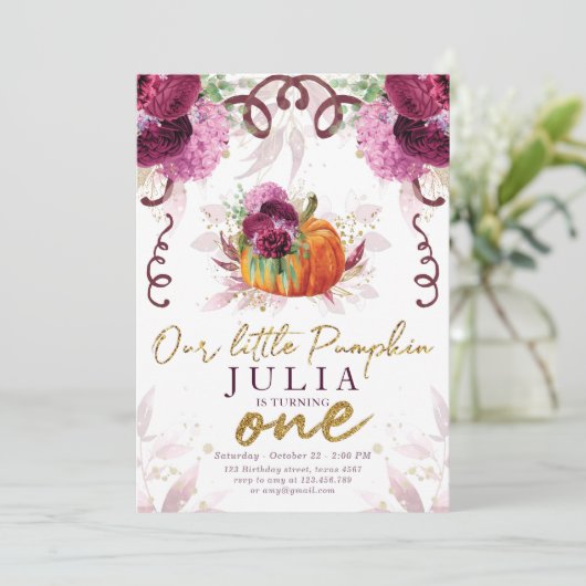 我々のリトルカボプキンファースト誕生日ブルゴーニュ 招待状 (スタンド正面)