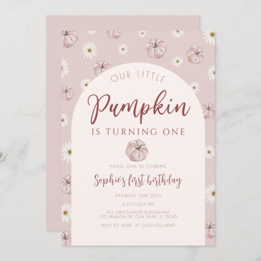 我々のリトルカンプキンファースト誕生日 招待状 (正面/裏面)
