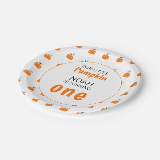 我々のリトルカンプキンファースト誕生日 男女兼用 ペーパープレート (アングル)