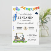 我々のリトルゴルファー緑のカート子供ゴルフ誕生日 招待状 (スタンド正面)