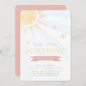 我々のリトルサンシャインウォーターカラーバタフライ誕生日 招待状 (正面/裏面)