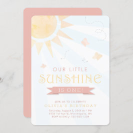 我々のリトルサンシャインウォーターカラーバタフライ誕生日 招待状