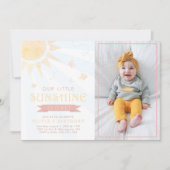 我々のリトルサンシャインウォーターカラーバタフライ誕生日 招待状 (正面)