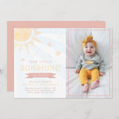 我々のリトルサンシャインウォーターカラーバタフライ誕生日 招待状 (正面/裏面)