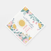 我々のリトルサンシャインフローラピンクストライプ誕生日N スタンダードランチョンナプキン (角)