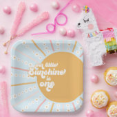 我々のリトルサンシャインボーホフローラ最初の誕生日パップ ペーパープレート (パーティー)