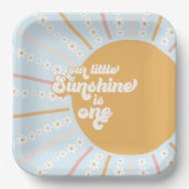 我々のリトルサンシャインボーホフローラ最初の誕生日パップ ペーパープレート (正面)