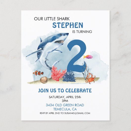 我々のリトルシャーク誕生日エイジ水の色予算 (正面)